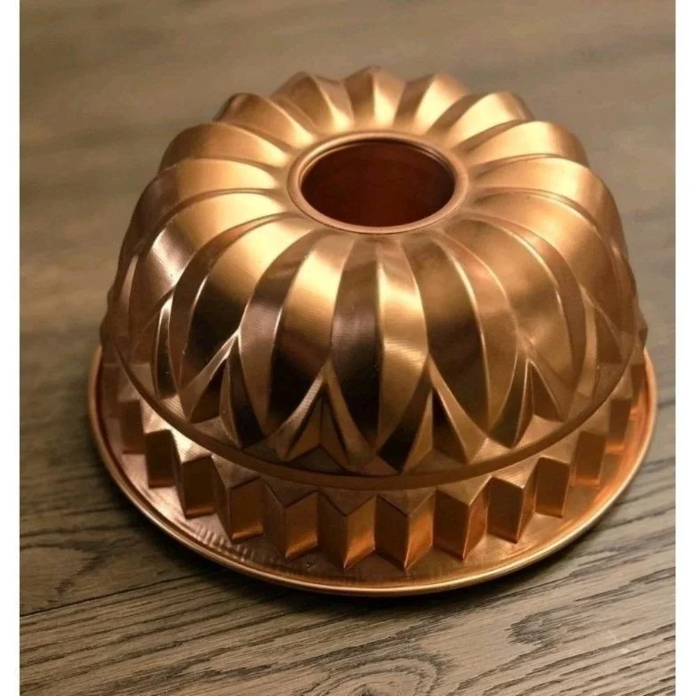 Set of 2 Copper Metal Jelly Molds Fluted Scalloped Vintage Style